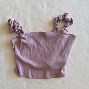 Aritzia Mauve Ruffle Strap Cropped Camisole